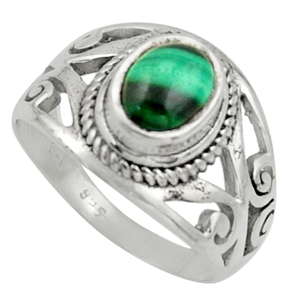 2.20cts natural malachite (pilot's stone) silver solitaire ring size 7 r40908