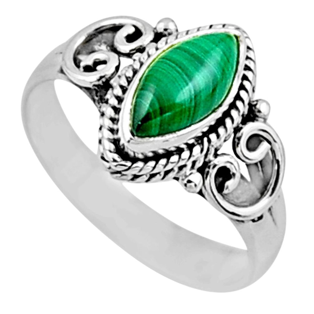 2.41cts natural malachite (pilot's stone) silver solitaire ring size 8 r54451