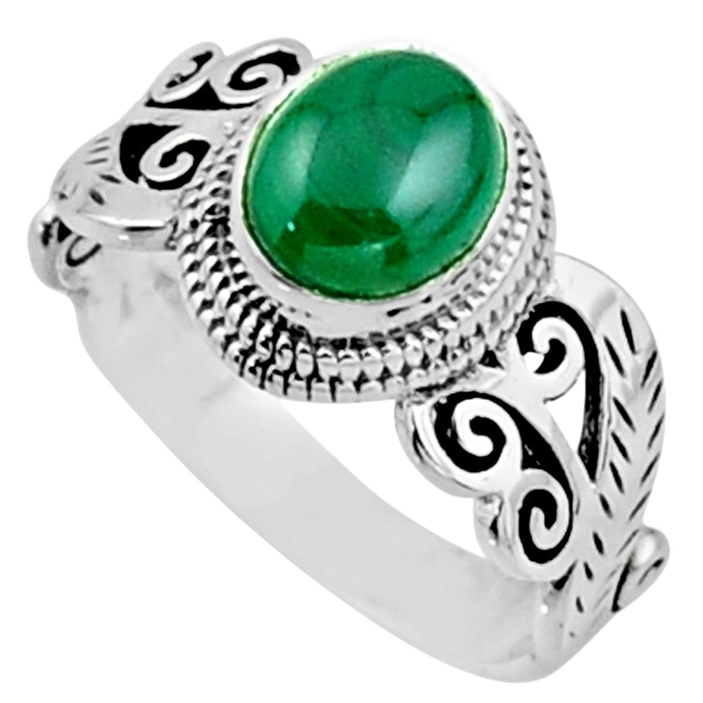 2.12cts natural malachite (pilot's stone) silver solitaire ring size 8 r54508