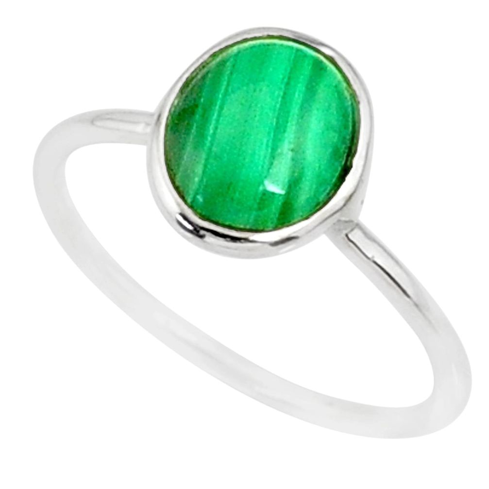 2.64cts natural malachite (pilot's stone) silver solitaire ring size 8 r81662