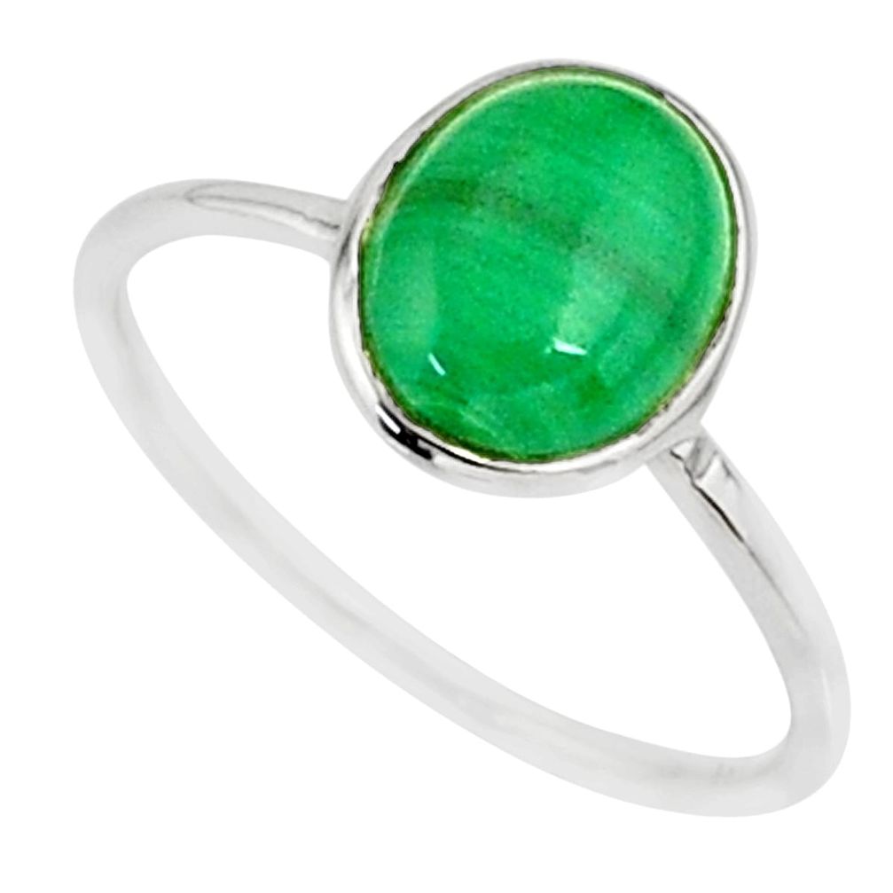 2.94cts natural malachite (pilot's stone) silver solitaire ring size 8 r81677