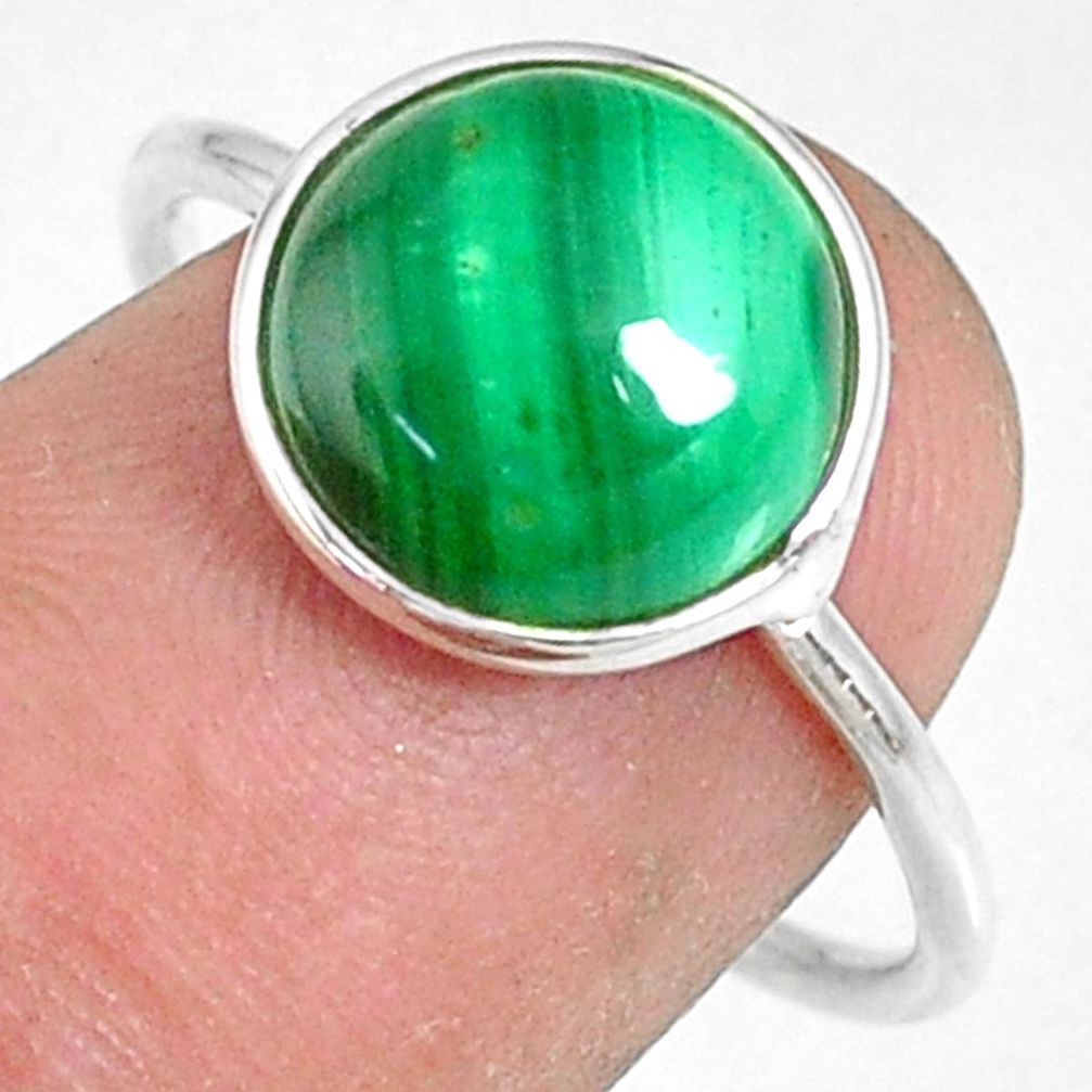 5.46cts natural malachite (pilot's stone) silver solitaire ring size 8 r81760