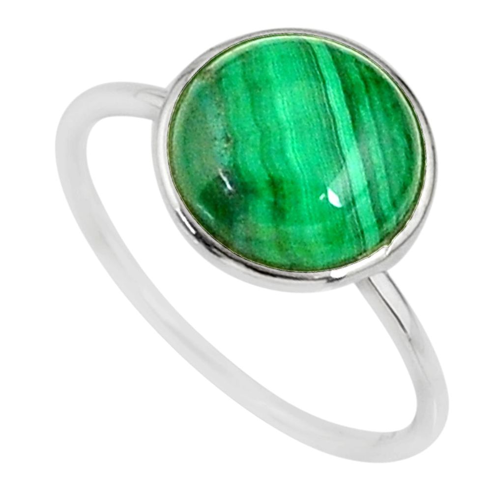 5.82cts natural malachite (pilot's stone) silver solitaire ring size 9 r81672