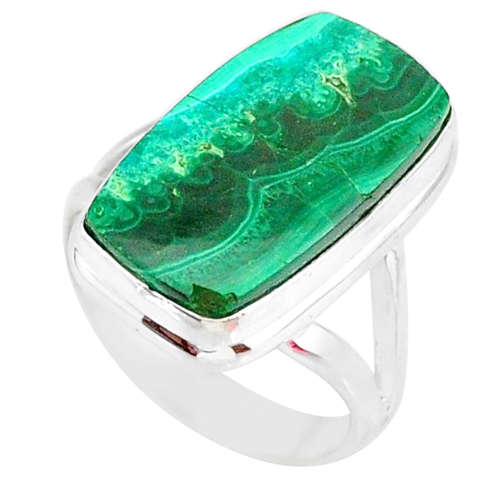 10.84cts natural malachite in chrysocolla silver solitaire ring size 7 r83570