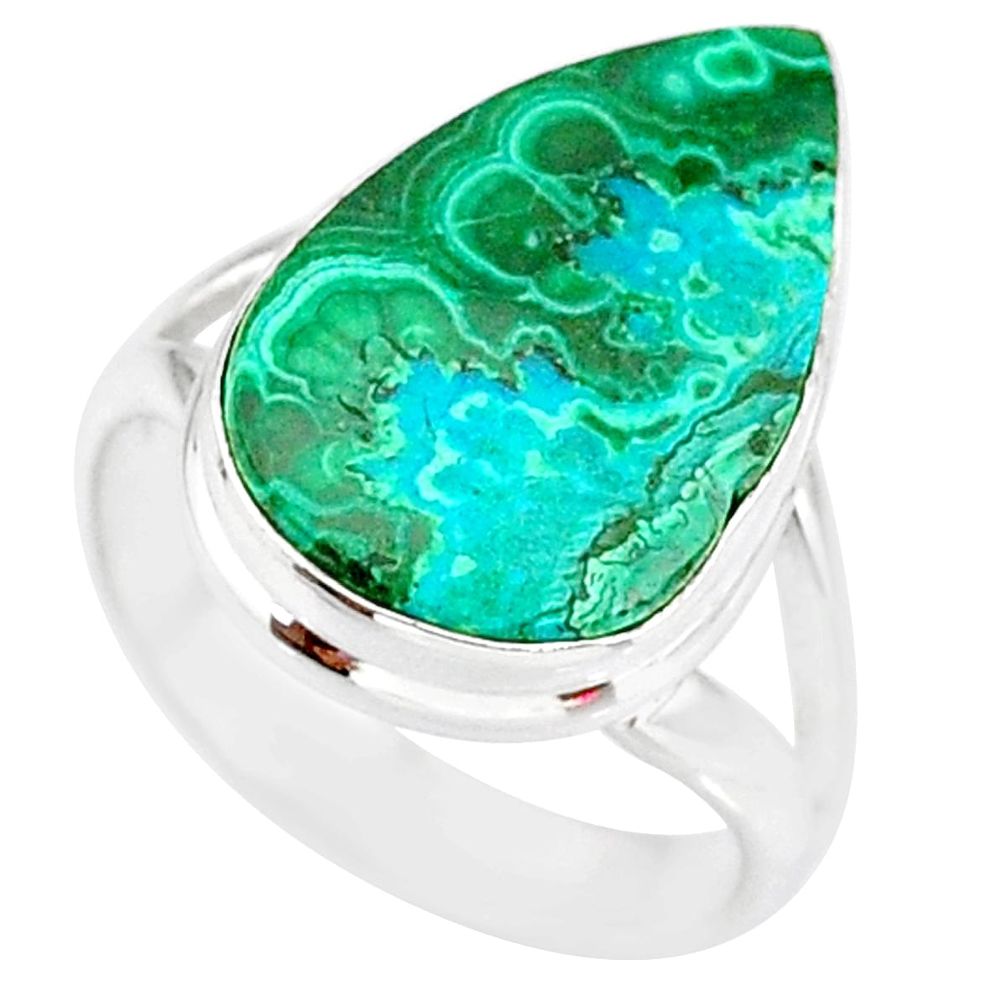 10.05cts natural malachite in chrysocolla silver solitaire ring size 7 r83579