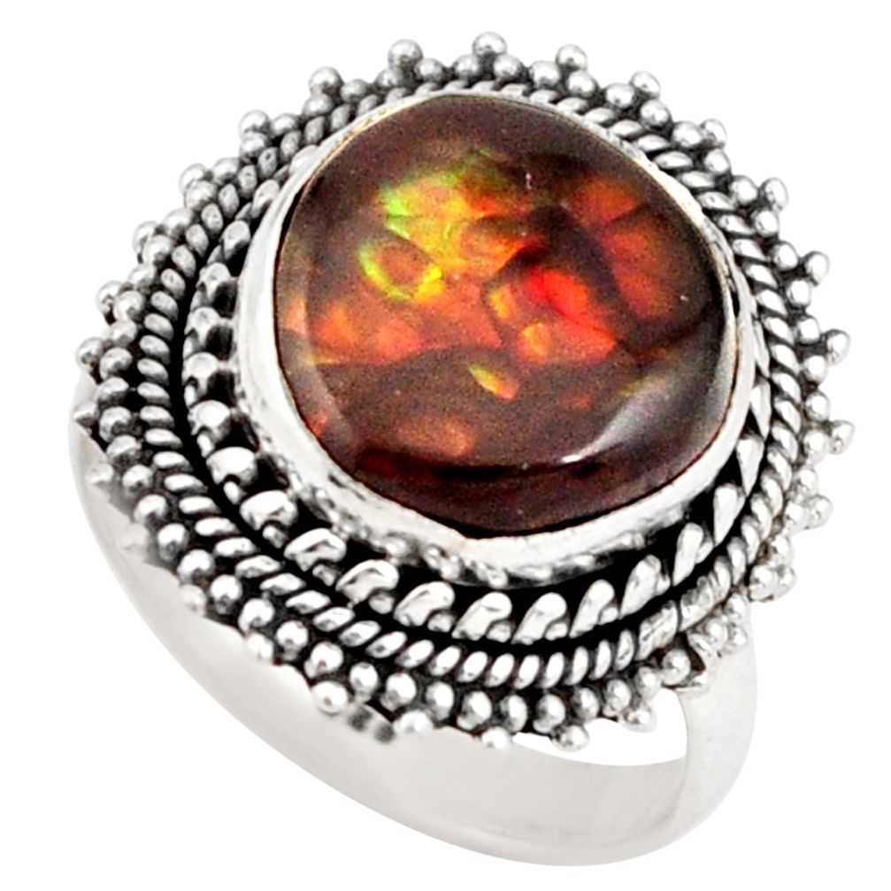 6.83cts natural mexican fire agate 925 silver solitaire ring size 7.5 r21436