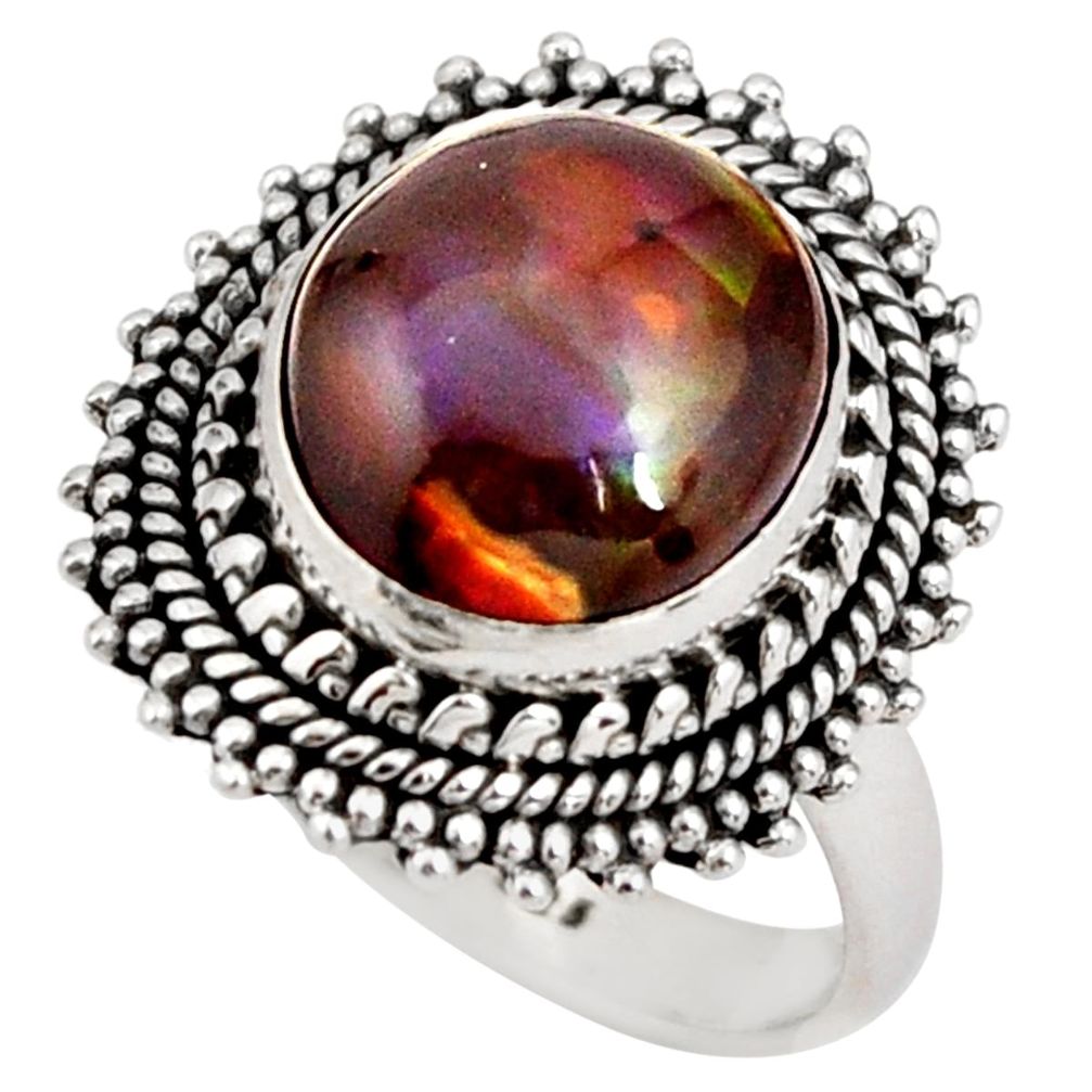 6.83cts natural mexican fire agate 925 silver solitaire ring size 7.5 r21438