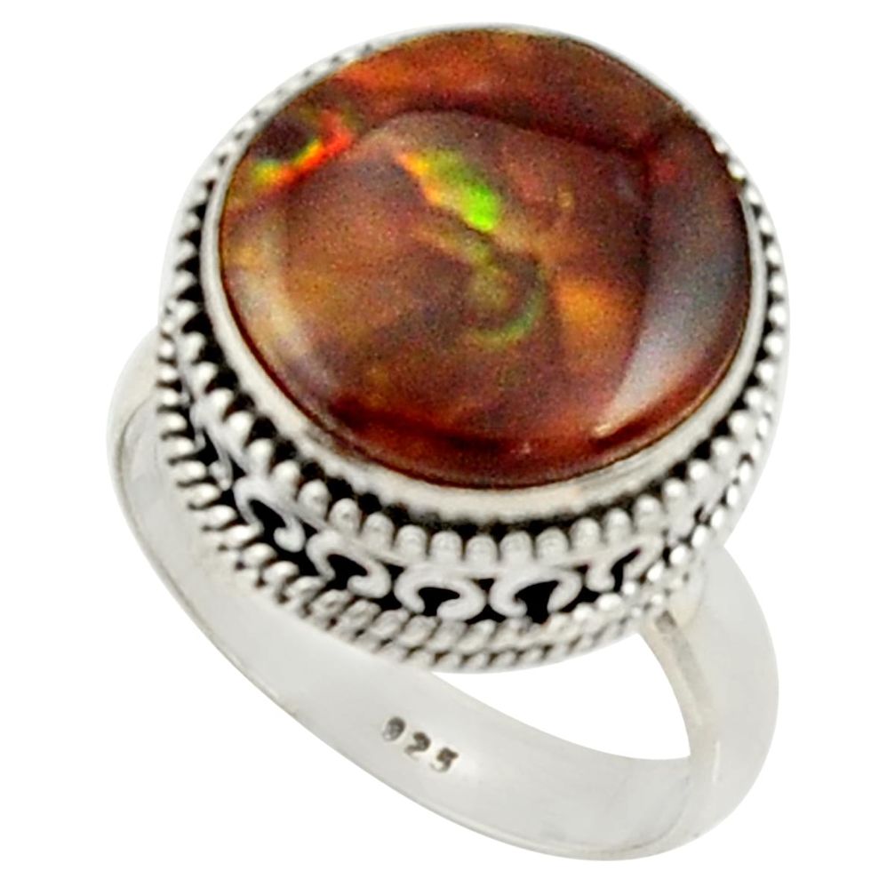 8.98cts natural mexican fire agate 925 silver solitaire ring size 7.5 r22022