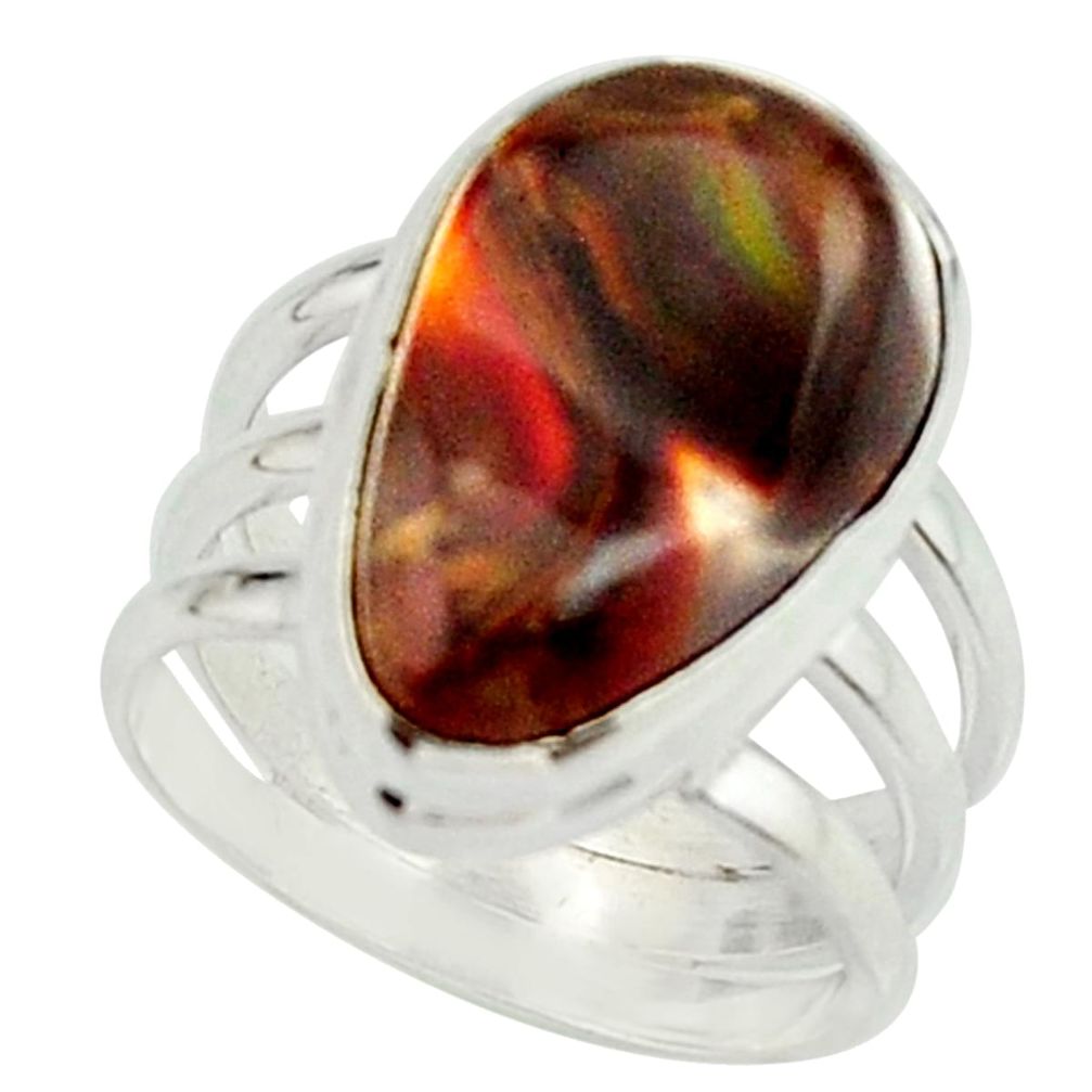 8.03cts natural mexican fire agate 925 silver solitaire ring size 6.5 r22062