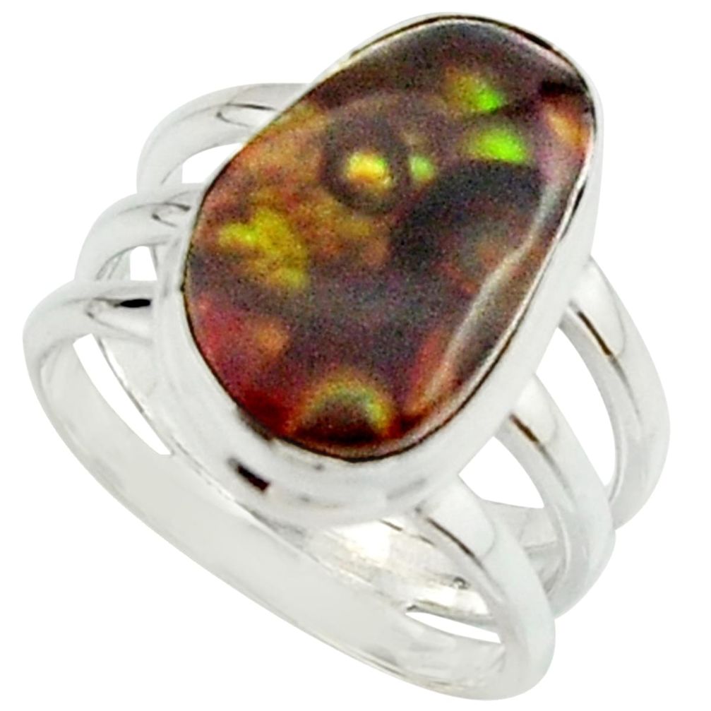 6.46cts natural mexican fire agate 925 silver solitaire ring size 6.5 r22066