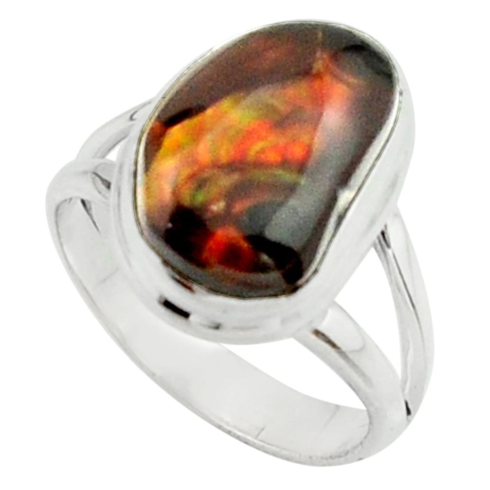 6.31cts natural mexican fire agate 925 silver solitaire ring size 6.5 r22080