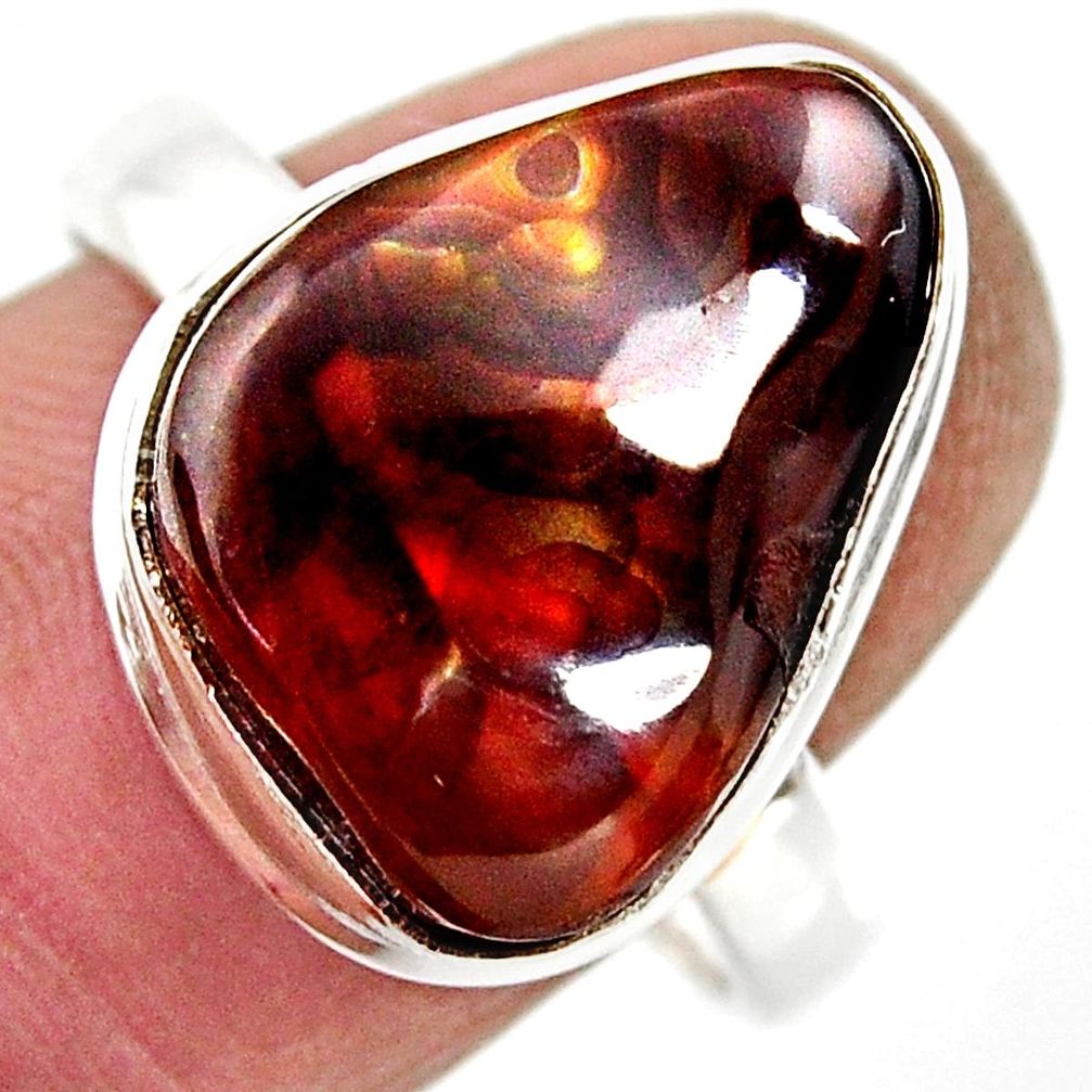 10.24cts natural mexican fire agate 925 silver solitaire ring size 9.5 r50080