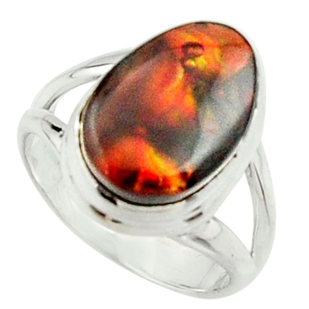 5.36cts natural mexican fire agate 925 silver solitaire ring size 6 r22068