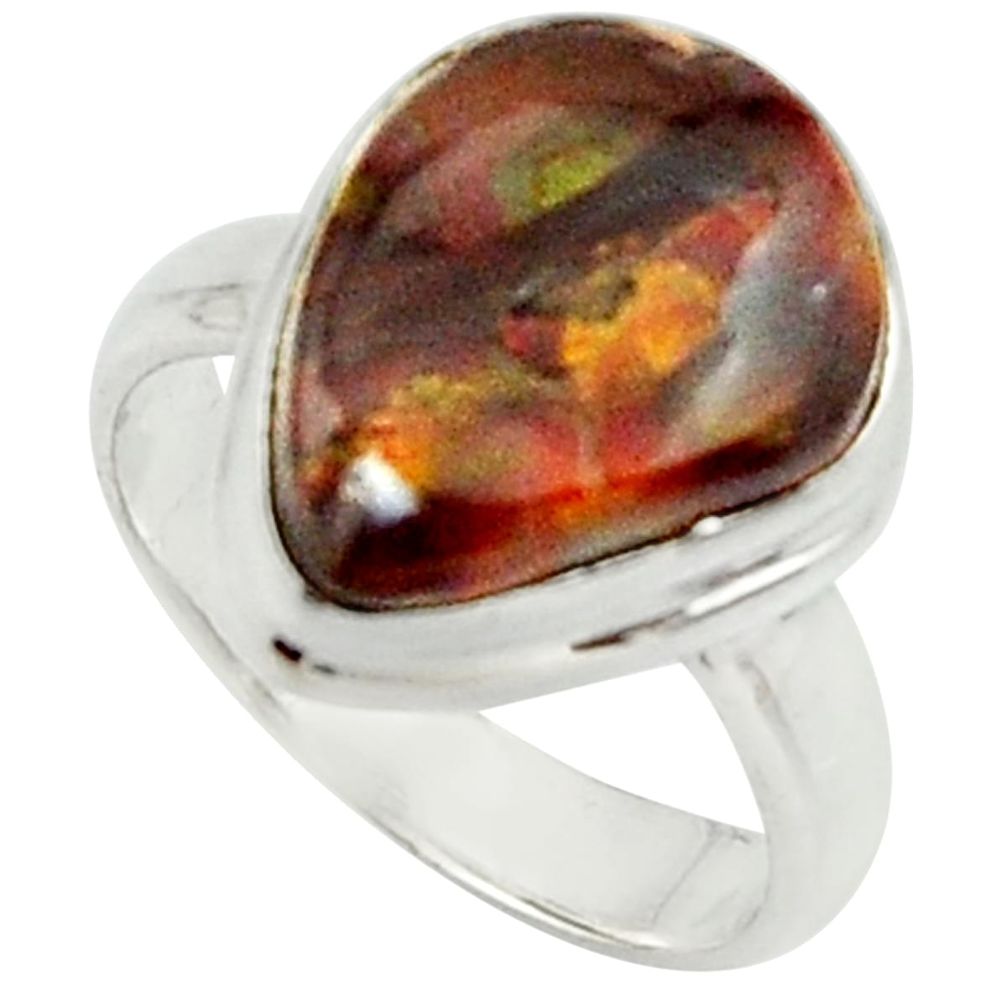 5.79cts natural mexican fire agate 925 silver solitaire ring size 6 r22073