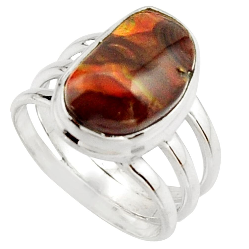 6.32cts natural mexican fire agate 925 silver solitaire ring size 7 r22276