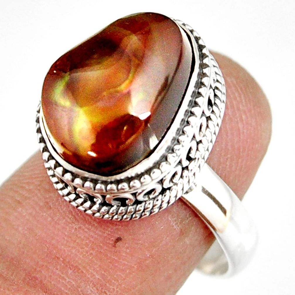 13.28cts natural mexican fire agate 925 silver solitaire ring size 8 r19289