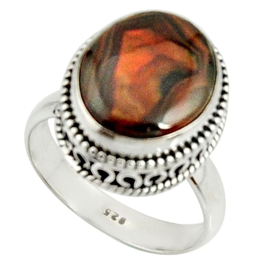 6.89cts natural mexican fire agate 925 silver solitaire ring size 8 r22021