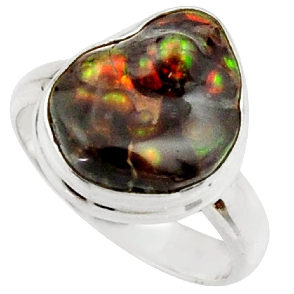 6.31cts natural mexican fire agate 925 silver solitaire ring size 8 r22277