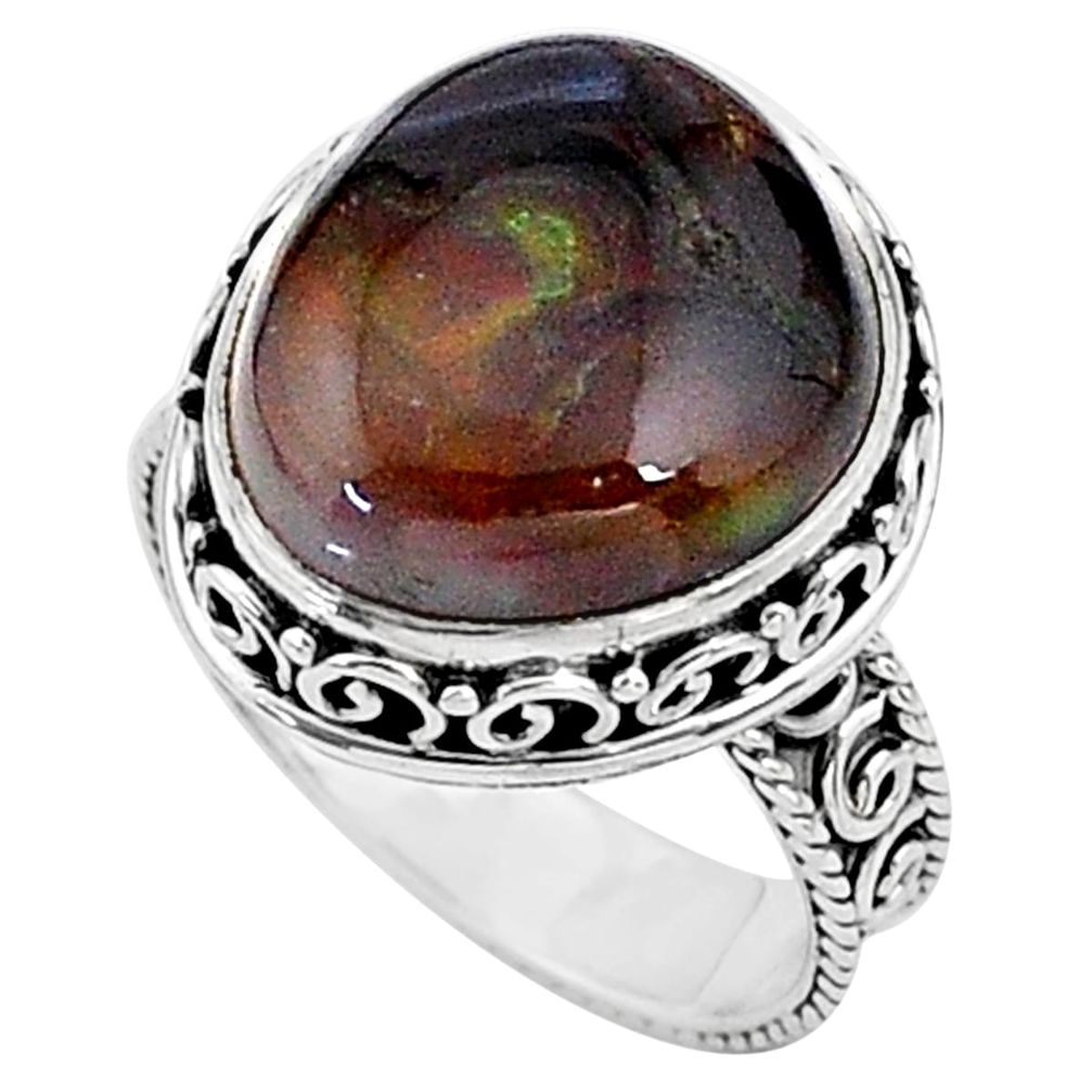 11.89cts natural mexican fire agate 925 silver solitaire ring size 8 t16042