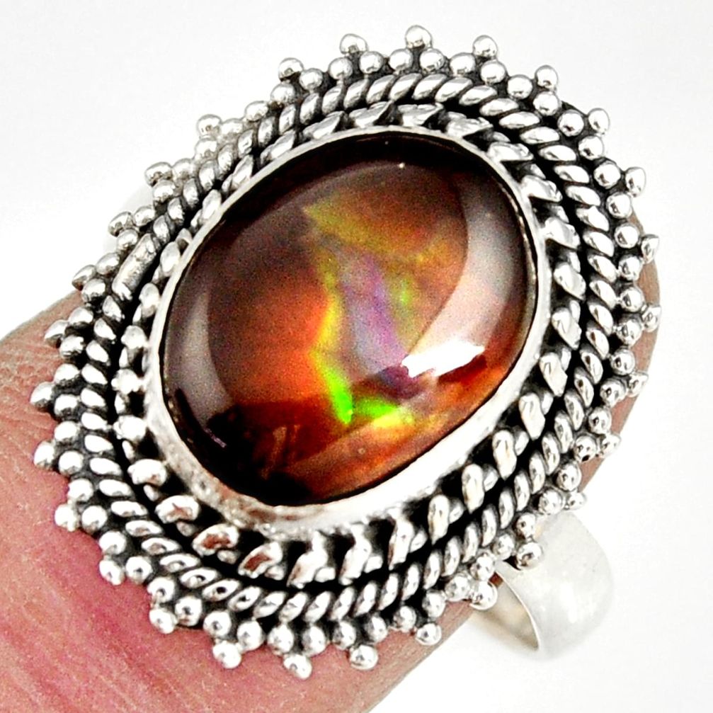 5.28cts natural mexican fire agate 925 silver solitaire ring size 9 r19192