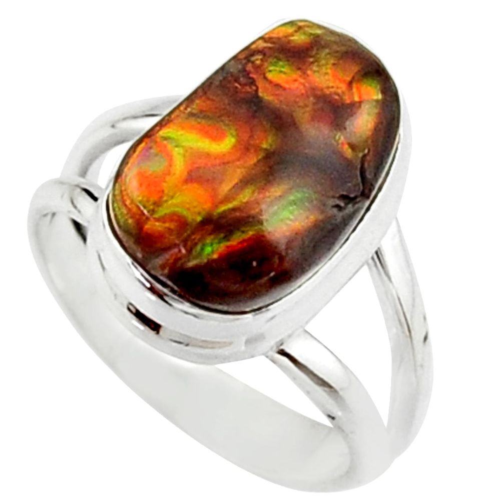 6.02cts natural mexican fire agate fancy 925 silver solitaire ring size 7 r22280