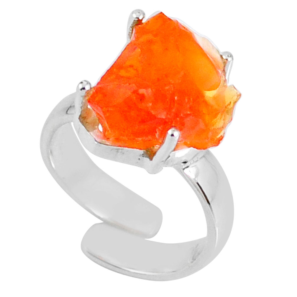 7.12cts natural mexican fire opal 925 silver adjustable ring size 4.5 r60139