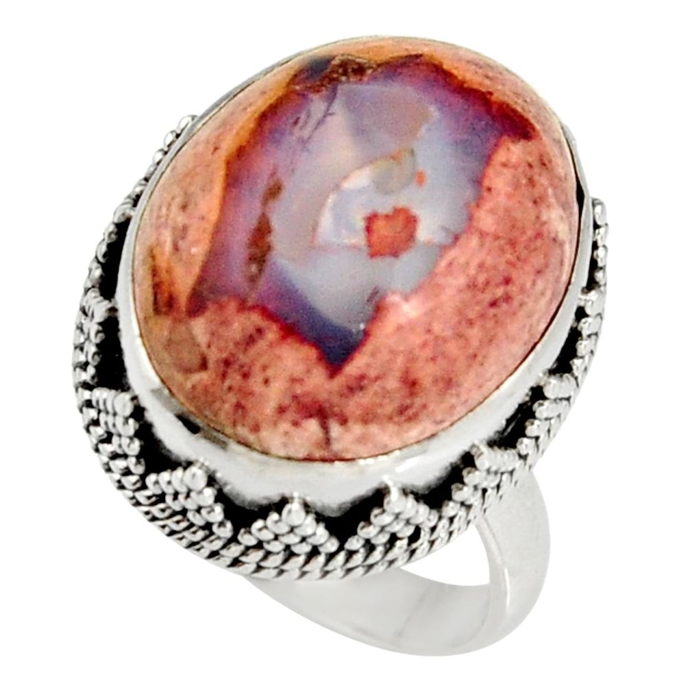 13.84cts natural mexican fire opal 925 silver solitaire ring size 7 r19275