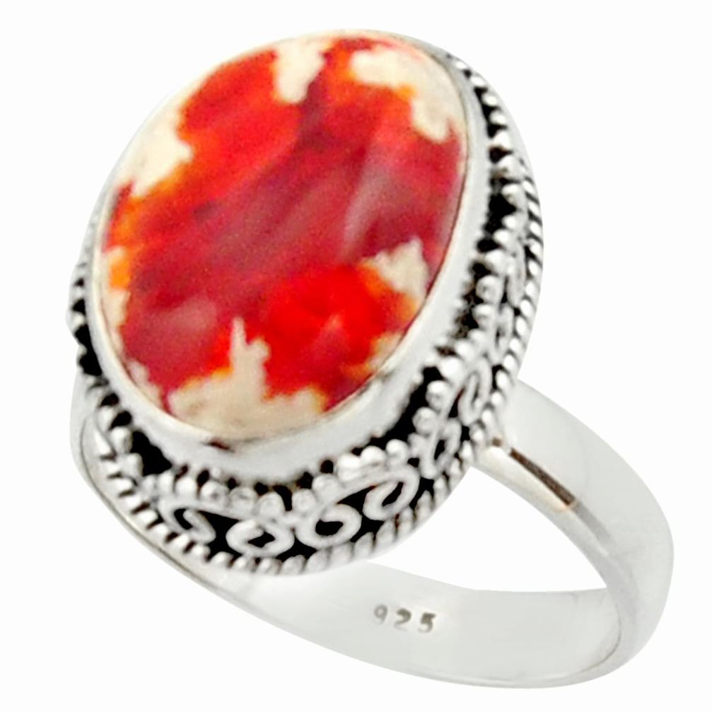 7.56cts natural mexican fire opal 925 silver solitaire ring size 9 r22272