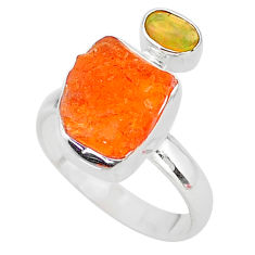 6.85cts natural mexican fire opal ethiopian opal 925 silver ring size 8 t10049