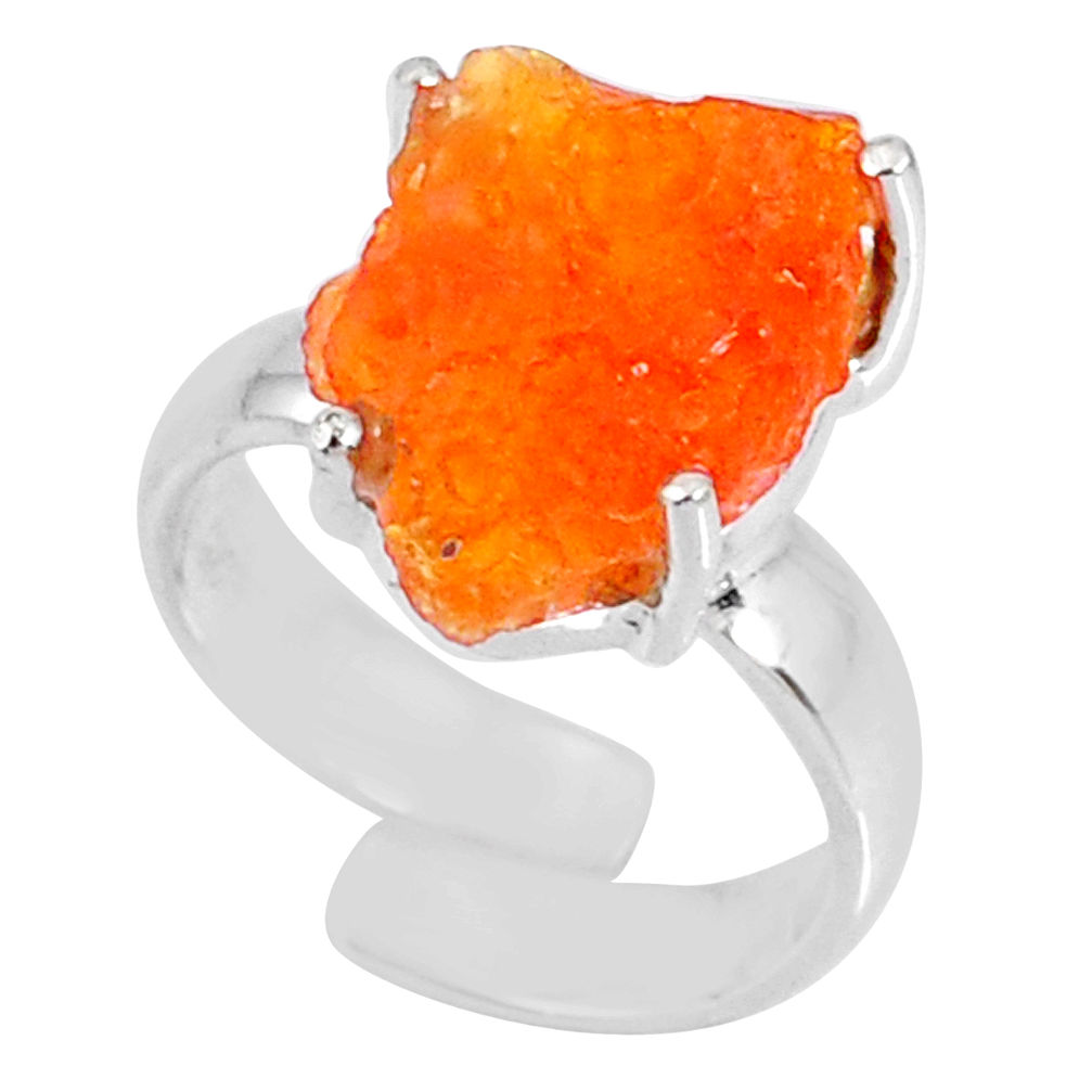 5.84cts natural mexican fire opal fancy silver adjustable ring size 4.5 r60125