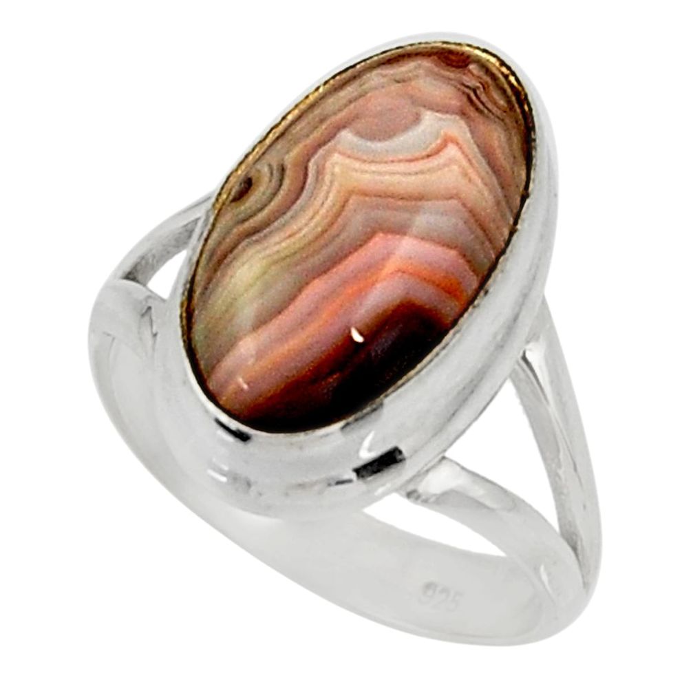 9.39cts natural mexican laguna lace agate silver solitaire ring size 7 r28328