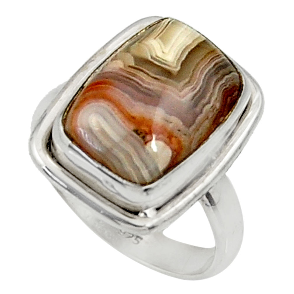 7.12cts natural mexican laguna lace agate silver solitaire ring size 7 r28330