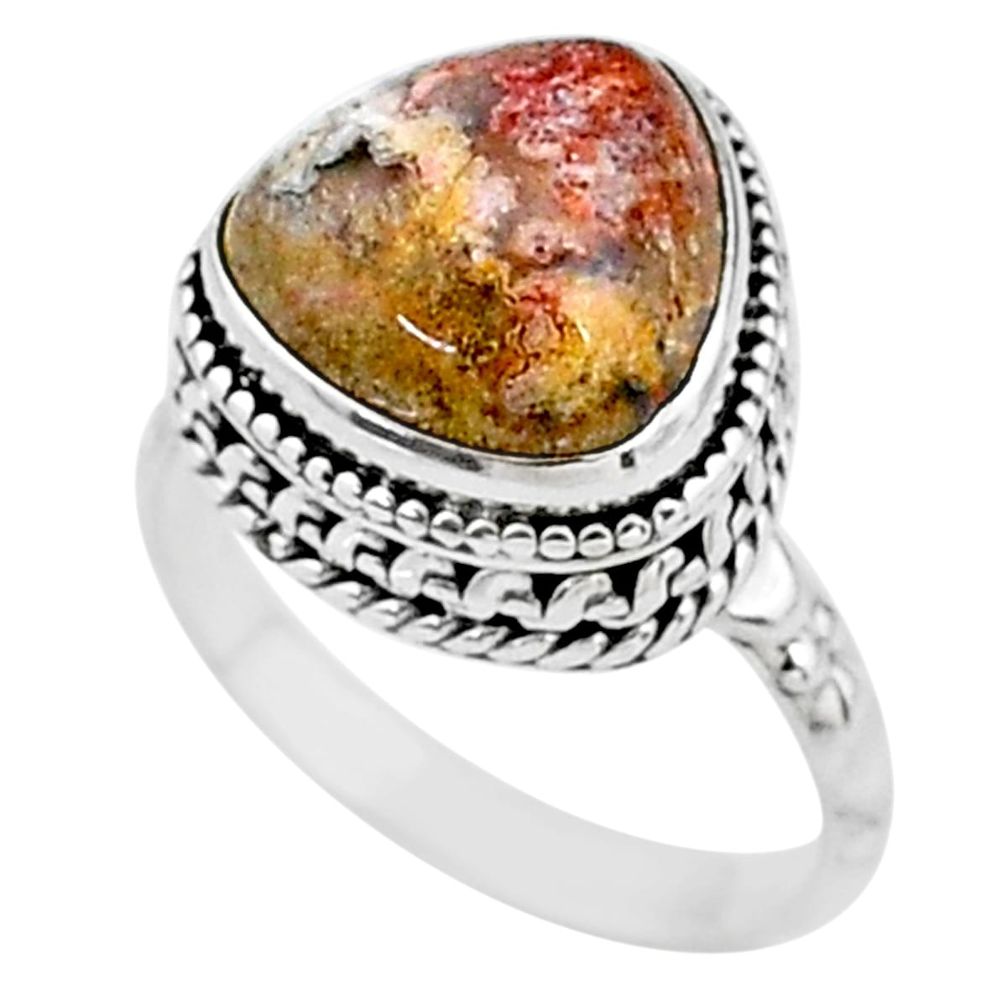 6.62cts natural mexican laguna lace agate silver solitaire ring size 8 t16066