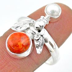 3.78cts natural mojave turquoise pearl 925 silver honey bee ring size 9 t70943