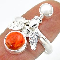 3.36cts natural mojave turquoise pearl 925 silver honey bee ring size 9 t70947