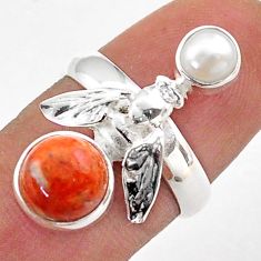 mojave turquoise pearl 925 silver honey bee ring size 6.5 t71082