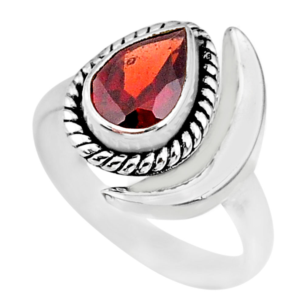 2.20cts natural moon garnet 925 sterling silver moon ring size 8.5 r89633
