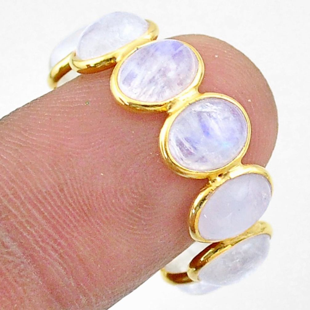 7.98cts natural moonstone 925 silver 14k gold eternity ring size 8 t44051