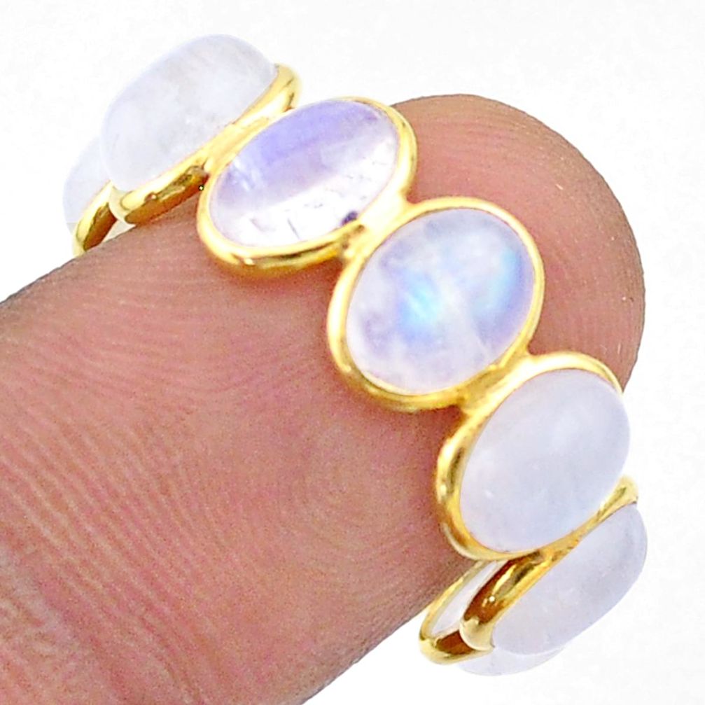 8.68cts natural moonstone oval 925 silver 14k gold eternity ring size 8 t44020