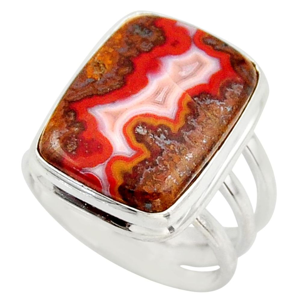 16.17cts natural moroccan seam agate 925 silver solitaire ring size 8.5 d47461