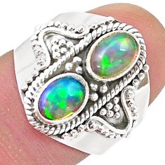 3.04cts natural multi color ethiopian opal 925 silver ring jewelry size 8 u38162