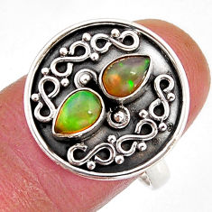 2.01cts natural multi color ethiopian opal 925 silver ring jewelry size 8 y71861