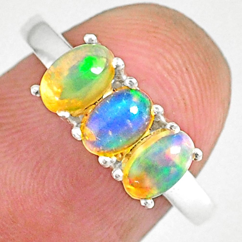 2.72cts natural multi color ethiopian opal 925 silver ring size 7 r83980