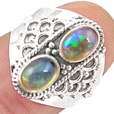 2.98cts natural multi color ethiopian opal oval 925 silver ring size 6.5 u38160