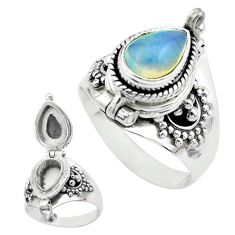 2.34cts natural multi color ethiopian opal silver poison box ring size 7 t52858
