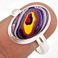5.84cts natural multi color fordite detroit agate 925 silver ring size 8 t92161