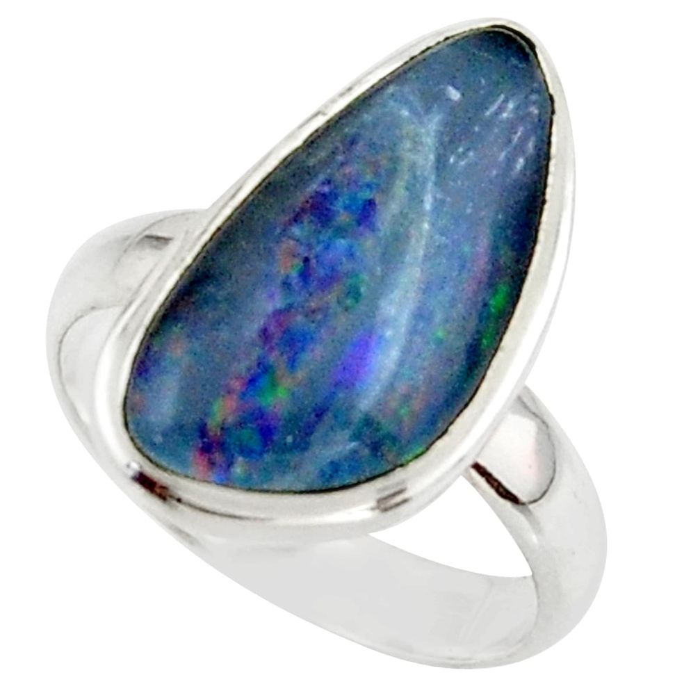 6.48cts natural multicolor australian opal triplet 925 silver ring size 6 r42538