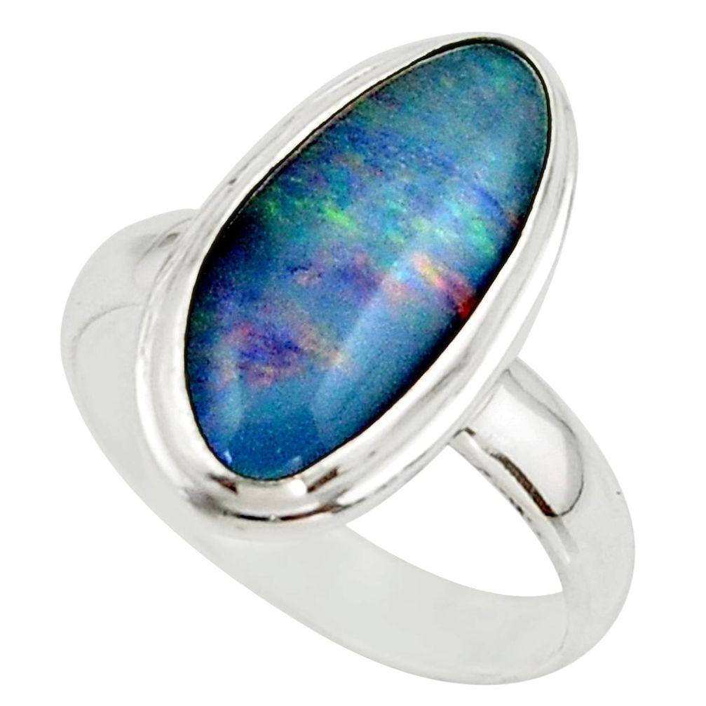 5.78cts natural multicolor australian opal triplet 925 silver ring size 7 r42528