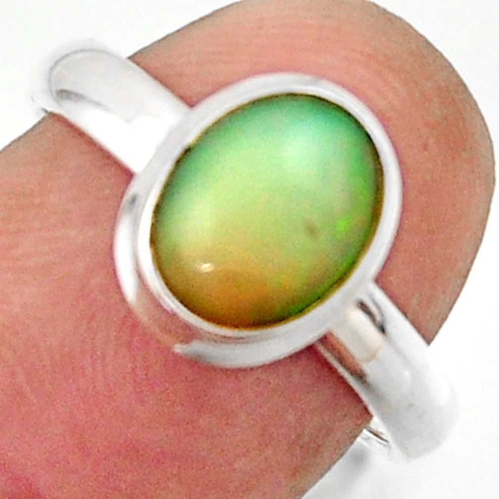 3.02cts natural multicolor ethiopian opal 925 silver ring size 7.5 r42652
