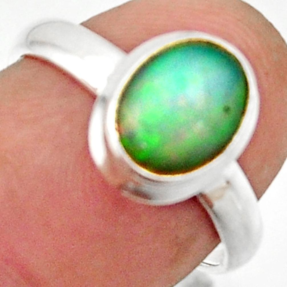 3.16cts natural multicolor ethiopian opal 925 sterling silver ring size 7 r42665